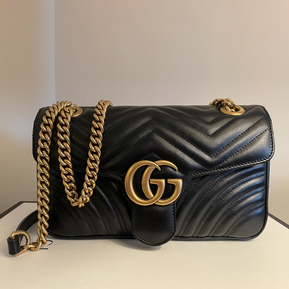GG Marmont small matelassé shoulder bag Black NWOT